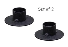 Set of 2  - Primitive Black ROUND Taper Holders - 1" high x 2.25 base diameter