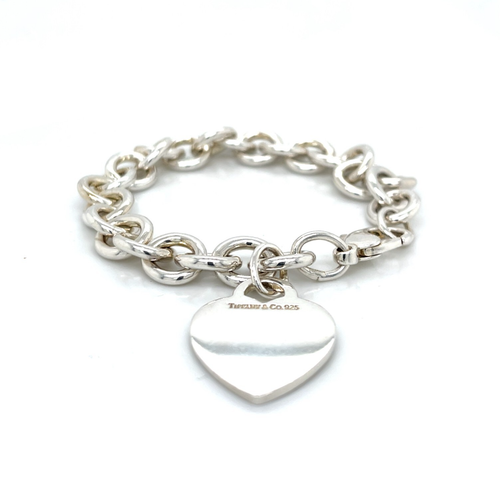 Tiffany & Co. Sterlingsilber rundes Glieder Herz Bettelarmband - Bild 1 von 4