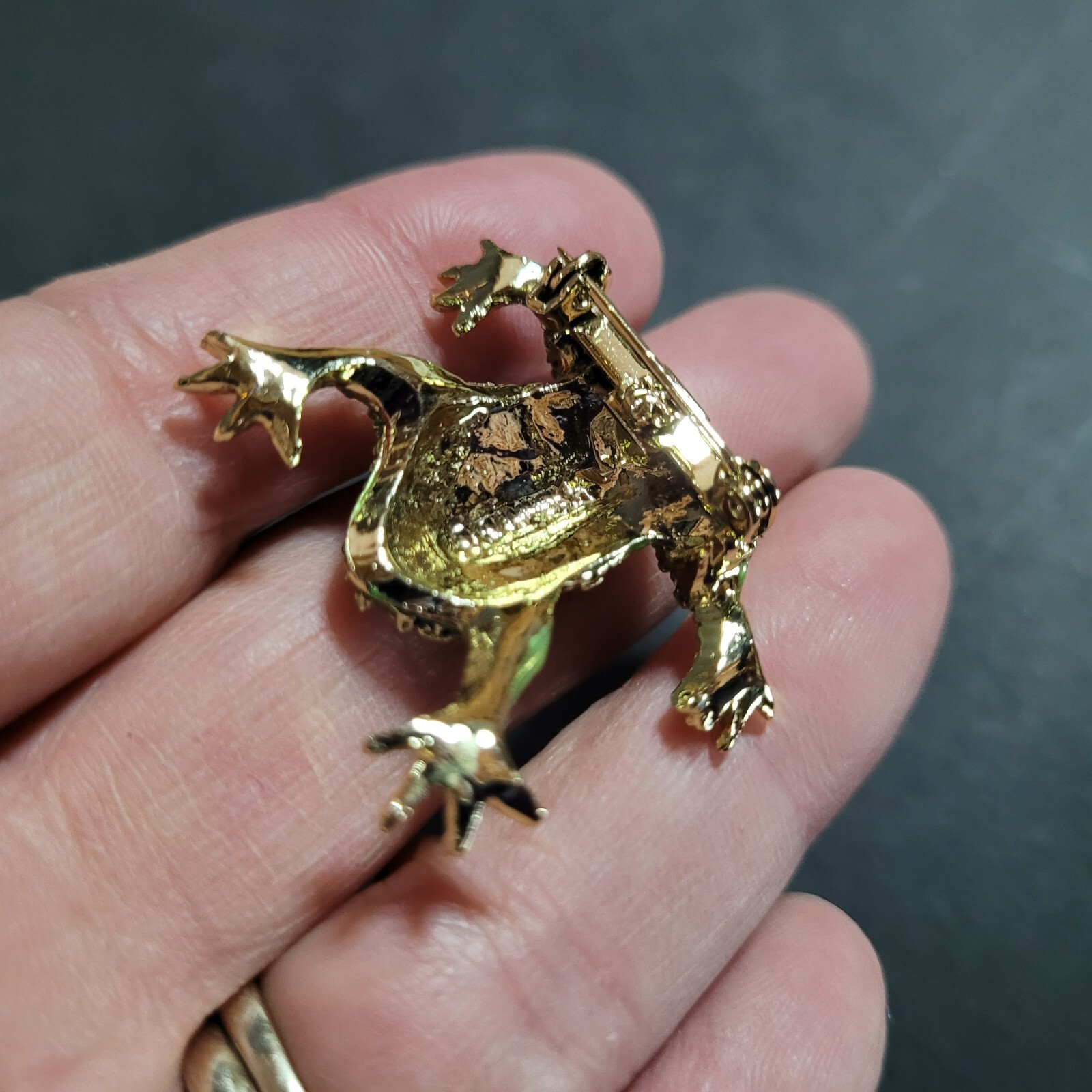 Vintage Green Tree Frog Red Eyes Brooch Pin Jewelry B… Gem