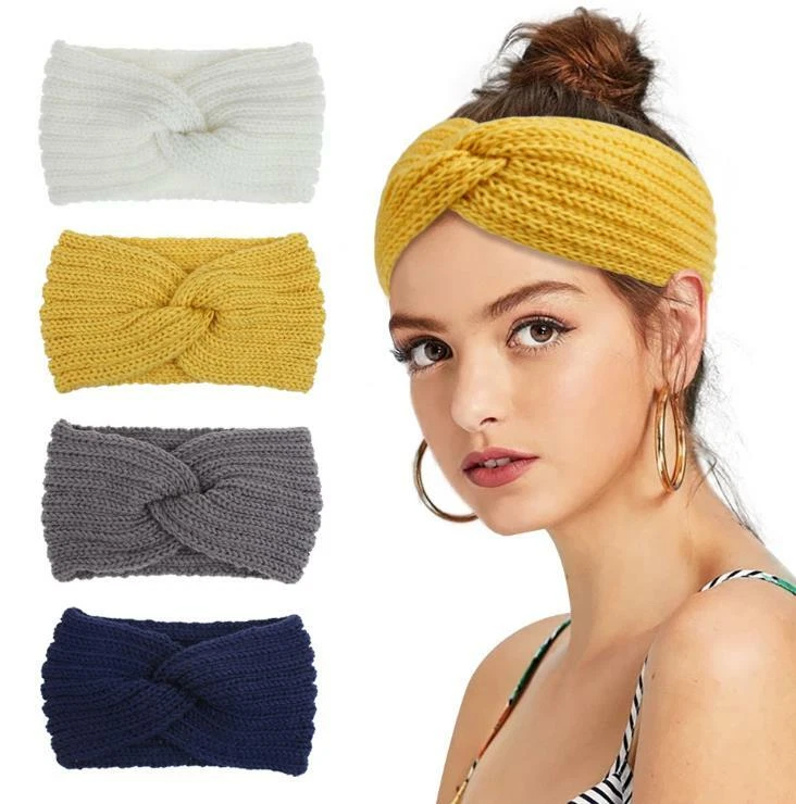 Mujeres Invierno Tejido Oreja Calentador Diadema Crochet Lana Diadema Sombrero Gorro Foto 2 de 4