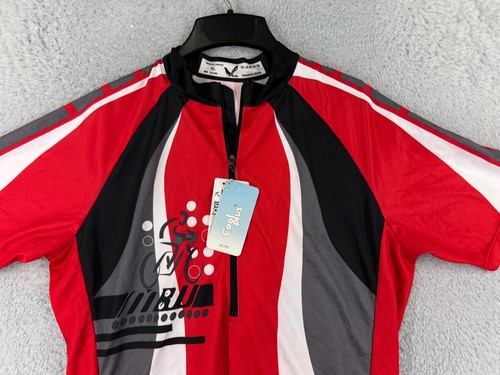 MAKS Cycling Jersey Adult Extra Large Red Black 1/2 Zip Polyester Maks Bike Wear - Picture 7 of 14