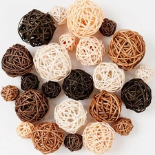 GuassLee Decorative Balls for Bowls Centerpiece, 24Pcs Wicker Rattan Balls Va...