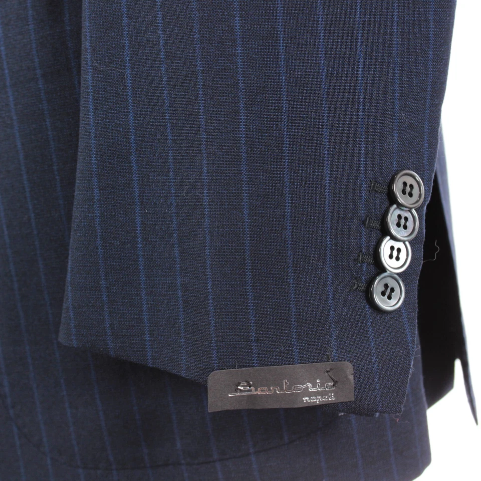 Traje Sartorio Nuevo con Etiquetas Talla 50 40R EE. UU. Azul Rayas Lana Con ~Pantalones Gurkha Foto 3 de 4