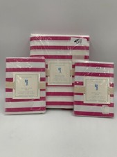 Pottery Barn Kids Breton Stripe Duvet Cover Full Queen w/ 2 Std Shams Pink 511