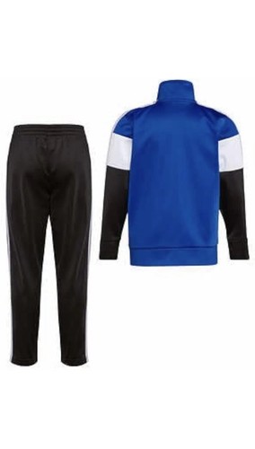 Adidas Kids Two Piece Tricot Jacket Pant Set Boys Size 4 T Blue Black White |B17 - Picture 2 of 5