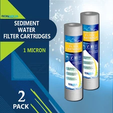 2 Pack Sediment 1 Micron Water Filter Cartridges 2.5" x 10" for Reverse Osmosis 
