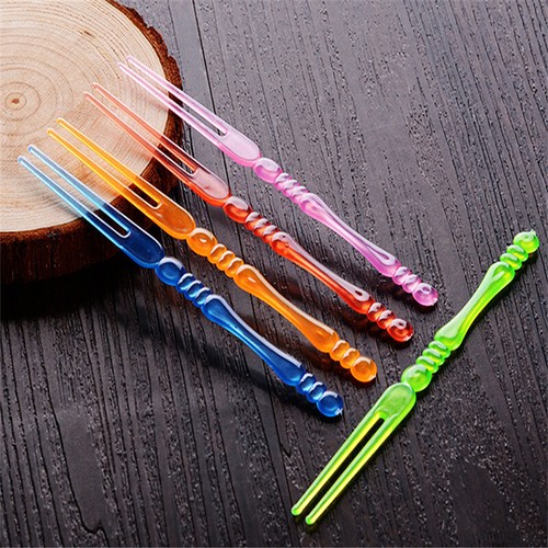 80pcs Mini Color Transparent Disposable Forks For Party BBQ Sticks Picks _wi - Picture 9 of 9