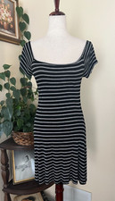 Double Zero Black Striped Soft Ribbed Dress sz S