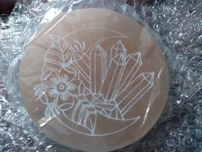 PEACH SELENITE CARVED CRYSTAL STAND CHARGER CRESENT MOON CRYSTAL POINTS