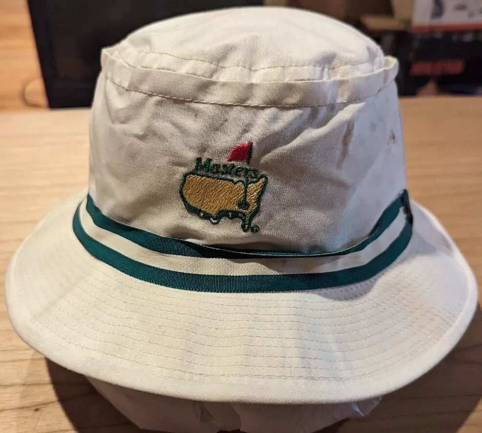 Vintage Masters Golf White Bucket Hat Size Large Augusta Dirty Sun