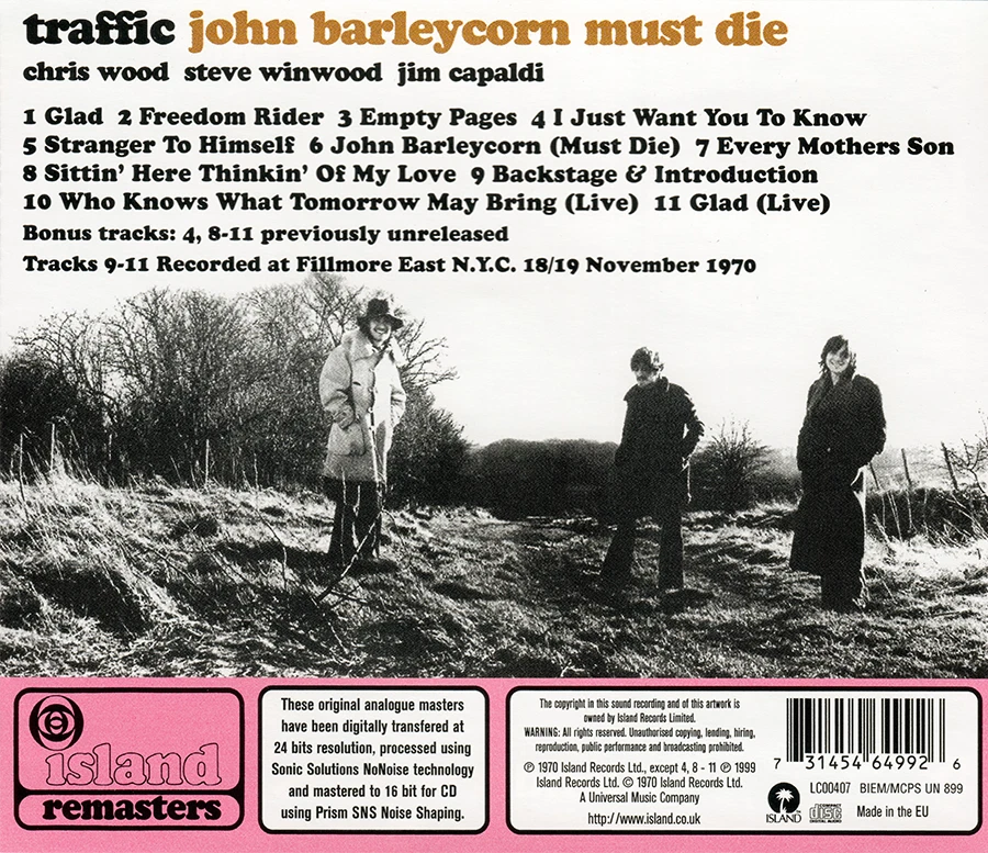 Traffic ~ John Barleycorn Must Die (1970) CD 1999 Island Records UK •• NEW •• Foto 3 de 3