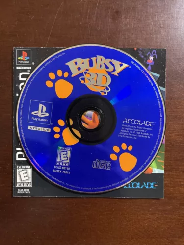 Bubsy 3D (Sony PlayStation 1, 1997) Disc And Manual