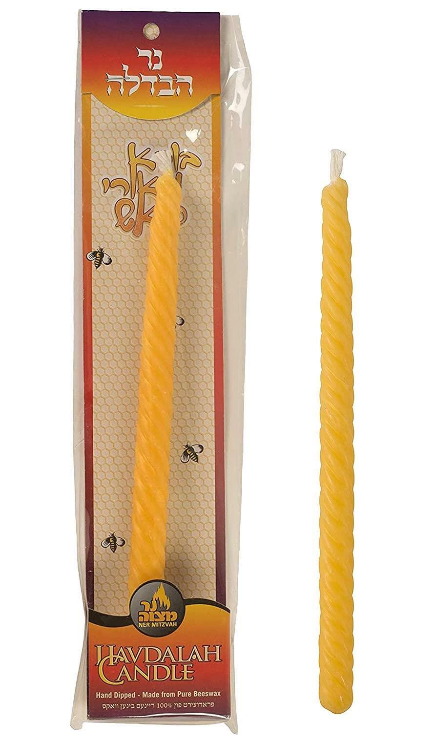 Twisted Braid Beeswax Havdalah Candle 25cm Jewish Shabbat