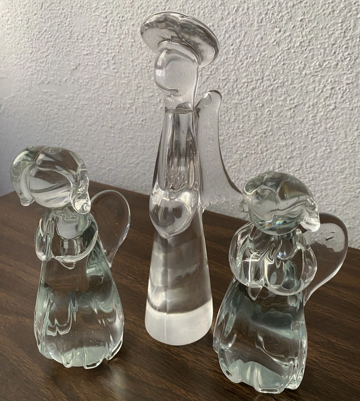 Angel Figurines Glass Art Christmas Holiday Lead Clear Crystal Lot Of 3