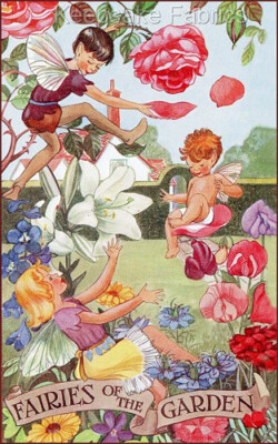 Fairies Flower Garden Crazy Quilt Block Multi Sizes F33