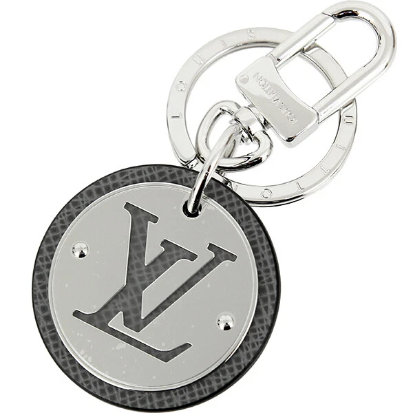 Louis Vuitton Keychain Lv Circle Metal Leather Silver Gray Bag