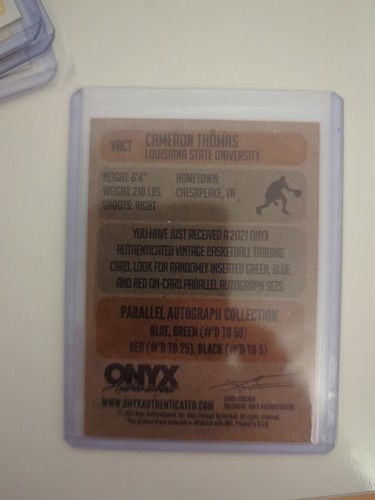 2021-22 CAM CAMERON THOMAS Onyx Authentic Auto Autograph Nets LSU Rookie Card RC - 第 2/2 張圖片