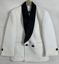 Raffinati Formal Boys Size 6 White Tuxedo Jacket with Black Lapels and Buttons