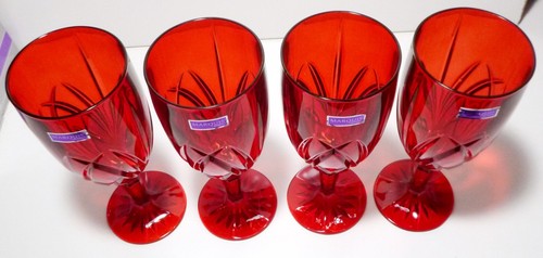 *NEW* Waterford Crystal Marquis BROOKSIDE Set of 4 Red Iced Beverage Tea 8 3/8" - Picture 4 of 14