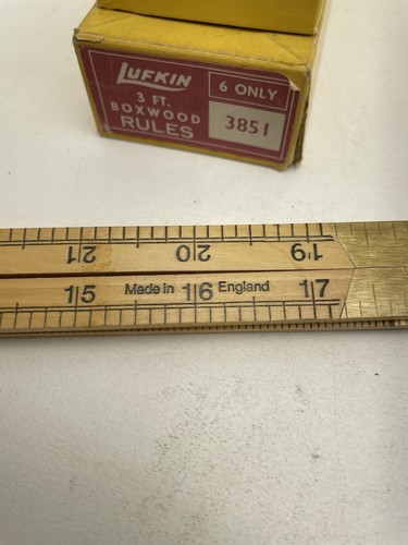Lufkin 3ft Boxwood Rules 3851 Brass folding ruler - Picture 3 of 10