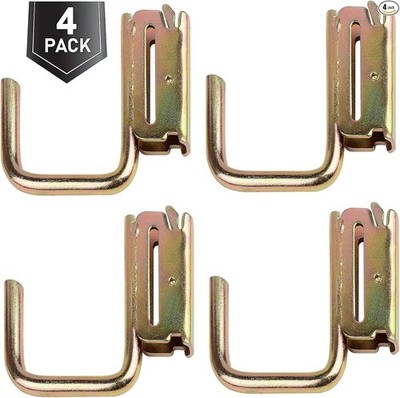 4 Pack E-Track Steel J-Hooks, Tie-Down Accessories w/Spr Color: 2(4Pack-Gold)
