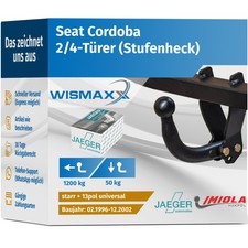 IMIOLA Anhängerkupplung starr für Seat Cordoba 6K 6C Stufenheck 96-02 AHK 13pol