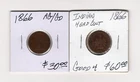 INDIAN HEAD BRONZE CENT  1866 in AG/Good condition, This is for Left Coin Only