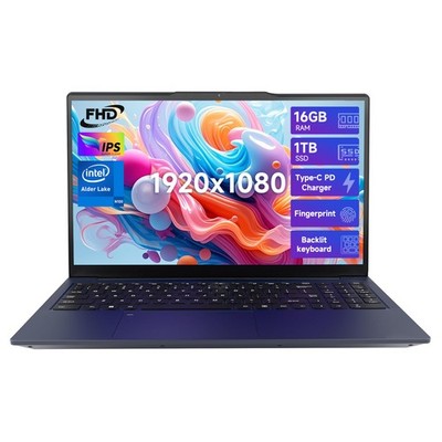 15.6 Blue Student Laptop 16GB DDR4 1TB SSD Pentium Quad-Core N100 NEW Backlit kb