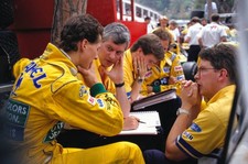 Michael Schumacher discusses car setup with Pat Symonds Ross Brawn- Old Photo