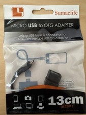 Micro USB B Male to USB 2.0 A Female OTG Adapter Converter 13 cm LG Samsung Sony