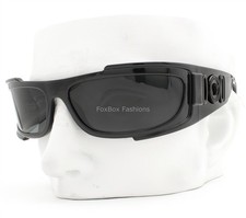 Versace Sunglasses Polished Black Dark Gray Black Logo MOD 4446 GB1/87 with Case