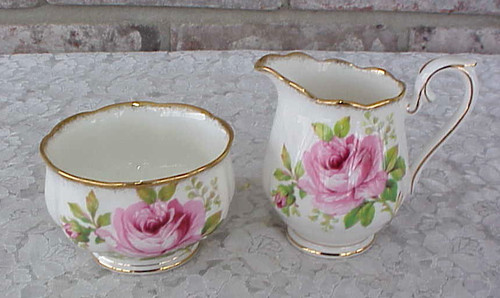 Vintage Royal Albert American Beauty Creamer and Sugar Set Roses England