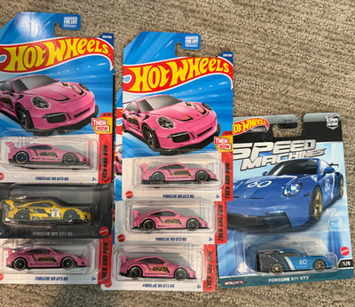 Hot Wheels Mainline 220/250 Pink Porsche 911 GT3 RS + Speed Machines Premium LOT