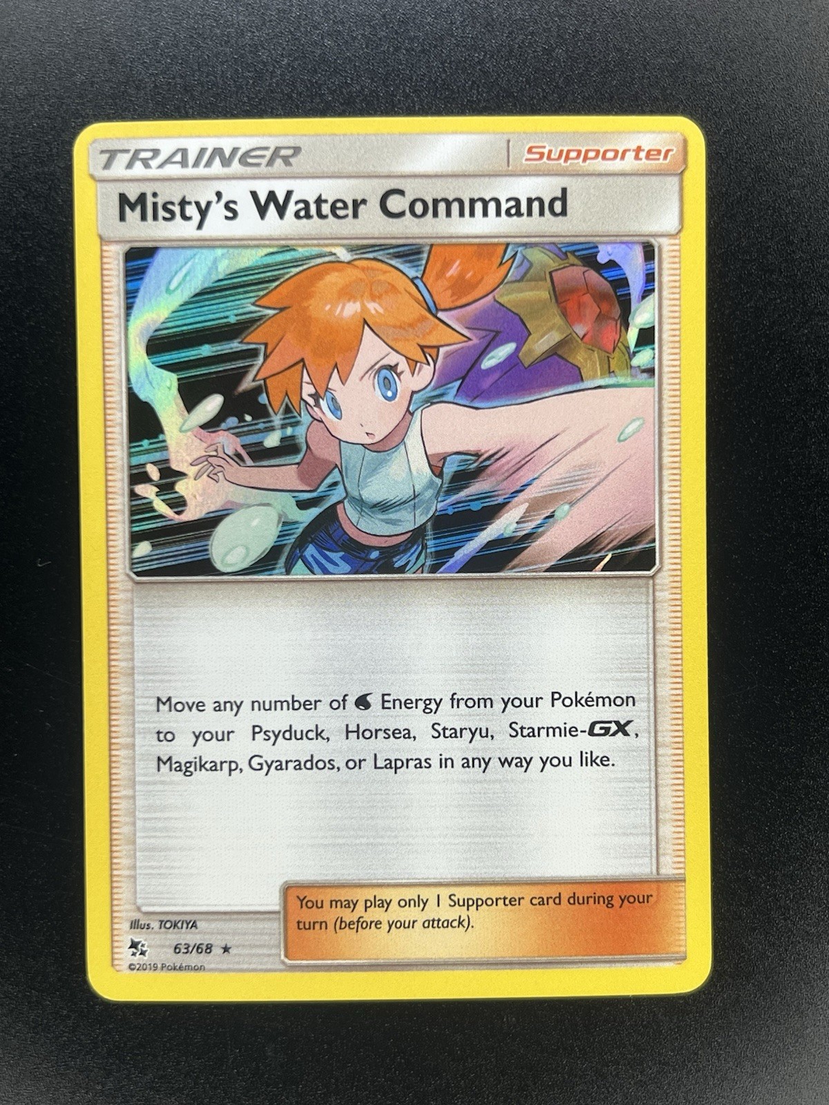 Pokemon Hidden Fates 63/68 Misty's Water Command Holo Rare
