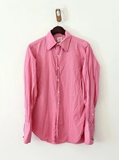 Vintage 60s Christian Dior Pink Mens Dress Single Needle Button Down Shirt