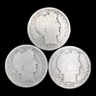 3 Well Circulated Barber Silver Half Dollars