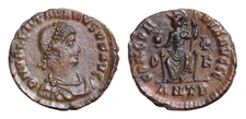 Valentinian II AD 375-392. Antioch Follis Æ 16mm., 2,4g.  CONCORDIA AVGGG, Roma,