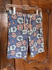 Johnnie-O Boys Swim Trunks Size 12 Blue Floral Drawstring Lined Board Shorts