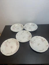 Haviland Limoges France Pink Carnation 7.5” Bowls – Set of 5 (One Chip)