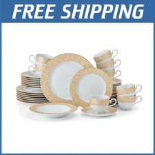 Formal Dining with Parchment Gold Dinnerware - 40 Pc