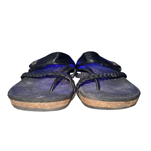 Aetrex Jillian Braided Quarter Strap Sandal Women's 8.5 Black Leather Adjustable - 第 3/8 張圖片