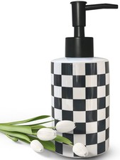 Bathroom Soap Dispenser with Matte Black Pump White Ceramic Soap Dispenser fo...