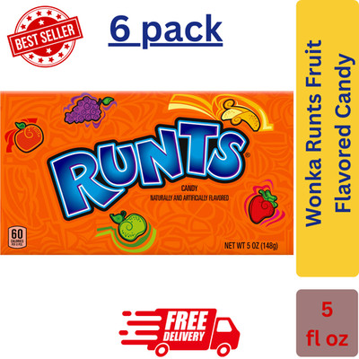 6x Wonka Runts Original Fruit Flavored Hard Candy Theater Box 5oz