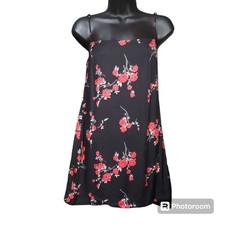 Reformation Floral Print Mini Dress Size 2 Summer Flowy Black Red