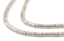 Silver Disk Heishi Beads 3mm White Metal 24 Inch Strand