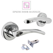 Zena Polished Chrome Lever on Rose Door Handles Internal Latch Sets (1–6 Pairs