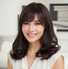 18 Inch Shoulder Length Brown Natural Wave  Wig + Wig Cap