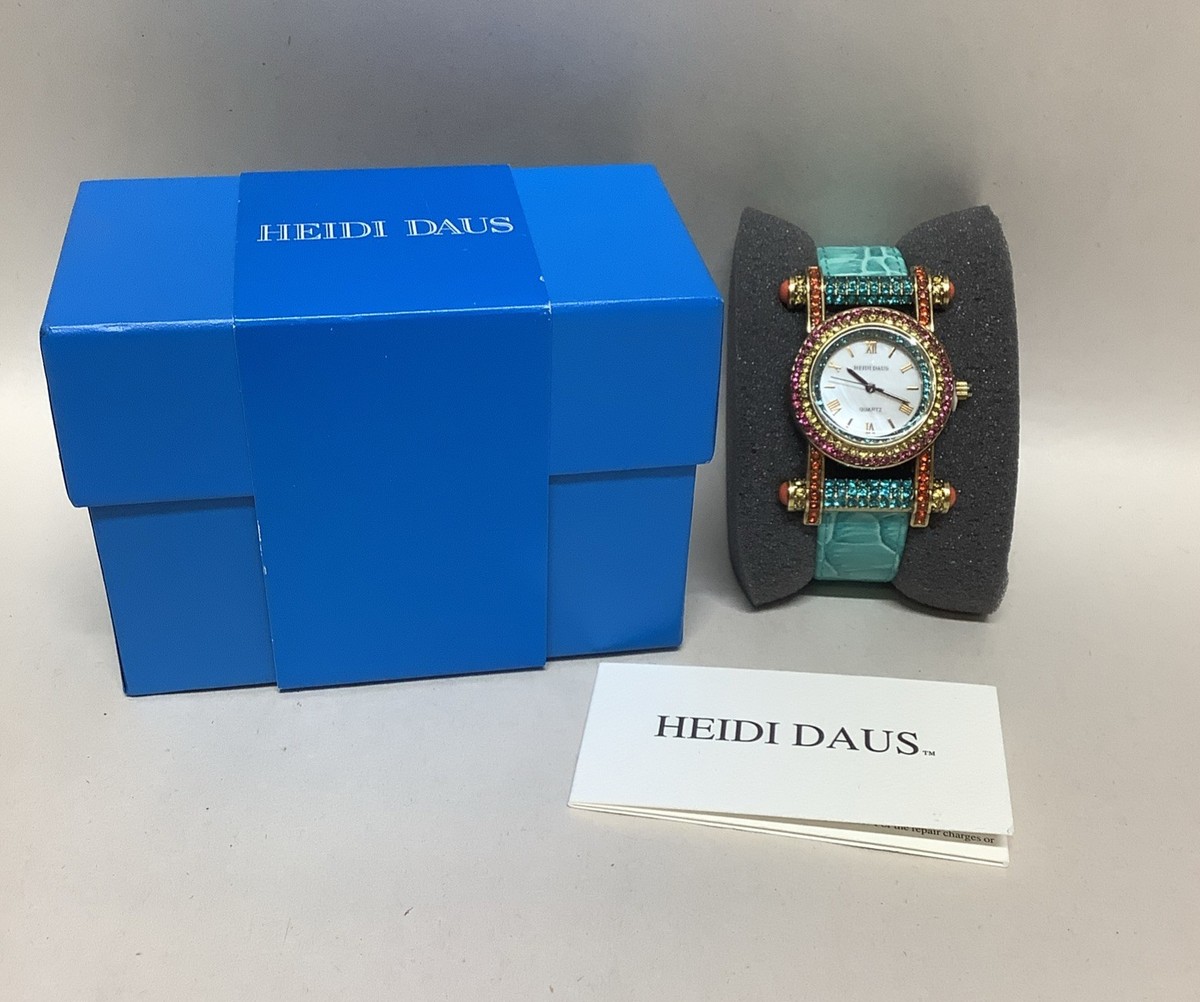 Heidi Daus NEW Wristwatch Multicolor Crystals Teal Band  display picture 2