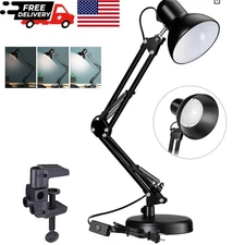 LED Desk Lamp Adjustable Swing Arm Lamp with Clamp Eye-Caring Reading Desk Light