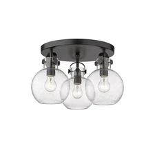 Innovations Newton Sphere 3 Lt 7" Flush, Matte Black/Seedy - 410-3F-BK-G410-7SDY